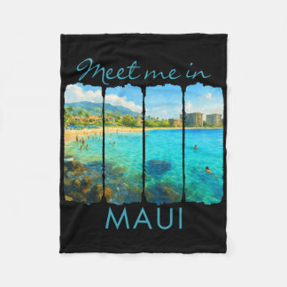 Maui Hawaii Traveling Trip Brushstroke Meet Me In  Fleece Blanket