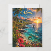 Maui Hawaii Tropical Coastline Travel Poster