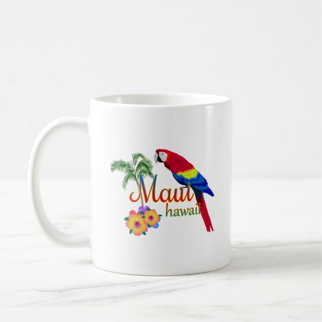 Maui Hawaii Tropical Island Parrot Coffee Mug (Left)