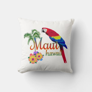 Maui Hawaii Tropical Island Parrot Throw Pillow