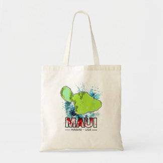 Maui Hawaii USA Map With Ocean Water Splash Tote Bag