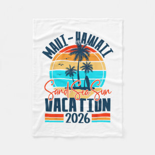 Maui Hawaii Vacation 2026 Souvenir Matching Family Fleece Blanket
