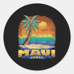 Maui Hawaii Vintage Distressed Souvenir Classic Round Sticker