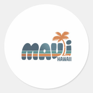 Maui Hawaii Vintage Surf Beach Surfing 70's Retro Classic Round Sticker