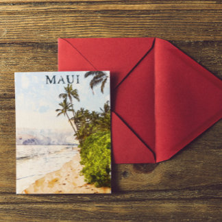 Maui Hawaii Watercolor Illustration travel Postcard
