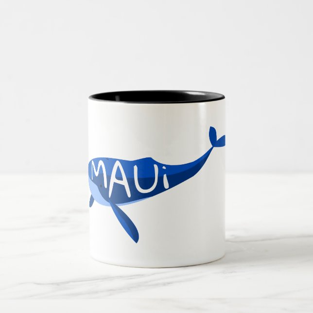 Maui Hawaii Whale Two-Tone Coffee Mug (Center)