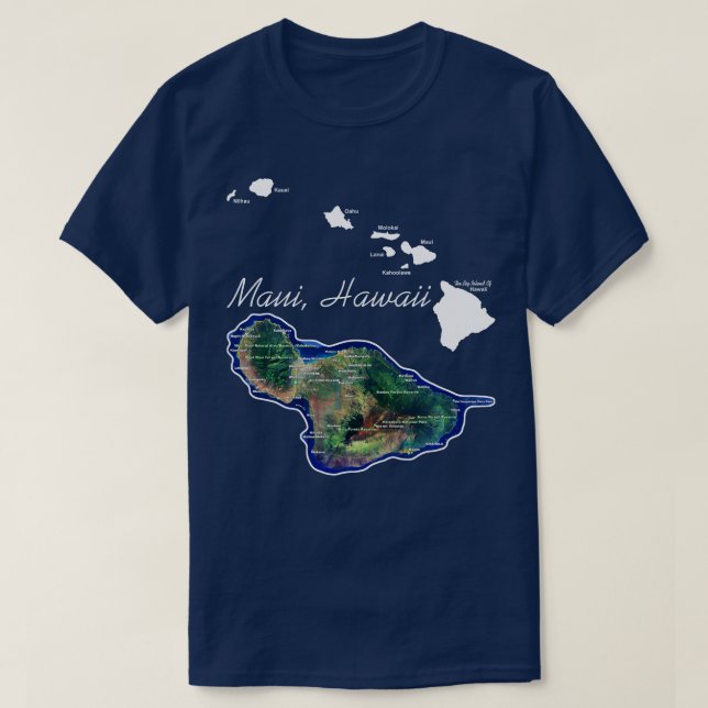 Maui Hawaii With Hawaiian Islands T-Shirt (Design Front)