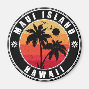 Maui Island Hawaii Retro Palm Trees 60s Souvenirs Magnet
