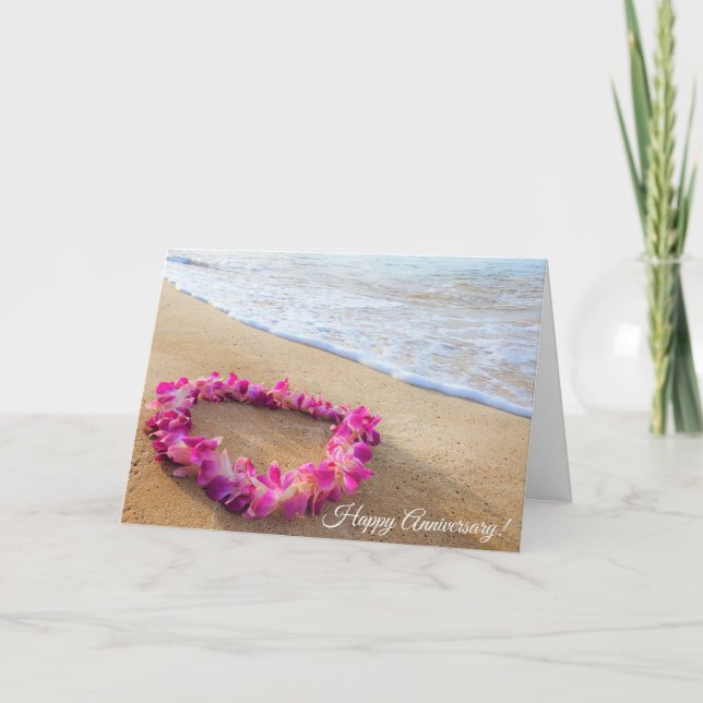 Maui Lei Happy Anniversary Card (Front)