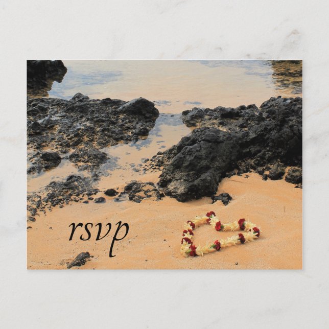 Maui Lei on Secret Beach RSVP Invitation Postcard (Front)