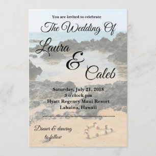 Maui Lei sur Secret Beach Wedding Invitation