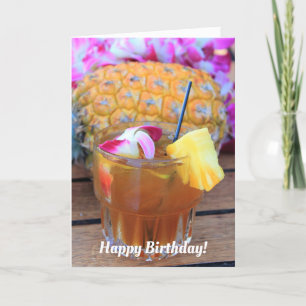Maui Mai Tai and Pineapple Birthday Card