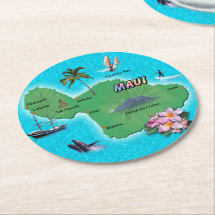 Maui Map Drink Coaster