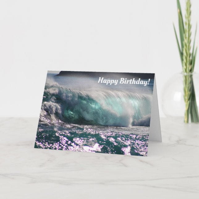 Maui Ocean Waves Birthday Card (Front)