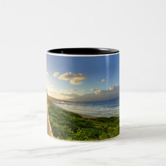 Maui. Path to sunset. Oneloa Beach. Two-Tone Coffee Mug