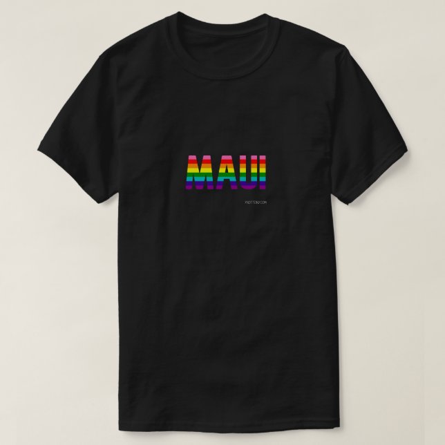 Maui Pride T Shirt | Rainbow Flag (Design Front)