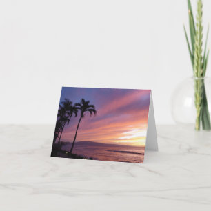 Maui Sunset and Palm Trees Folded Greeting Card