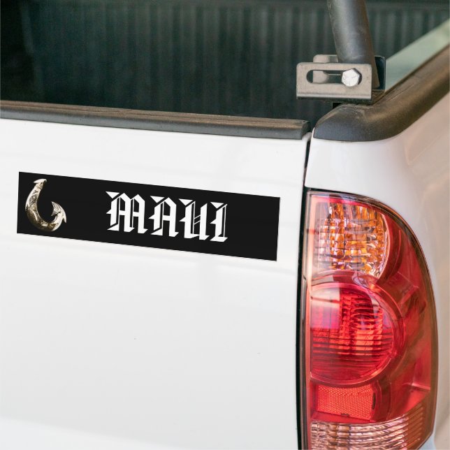MAUI - Tribal Hook Bumper Sticker (On Truck)