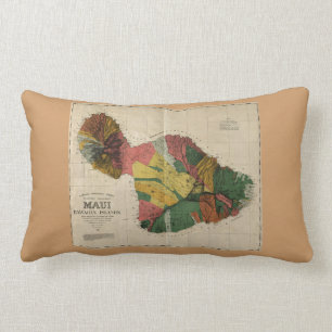 Maui - Vintage Antiquarian Hawaii Survey Map, 1885 Lumbar Pillow