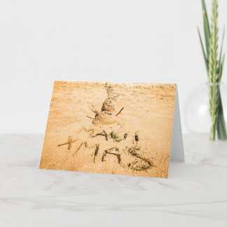 Maui Xmas and Sandman on Beach Holiday Card