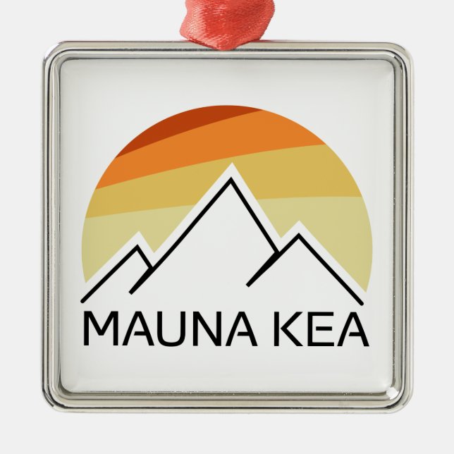 Mauna Kea Hawaii Retro Metal Ornament (Front)