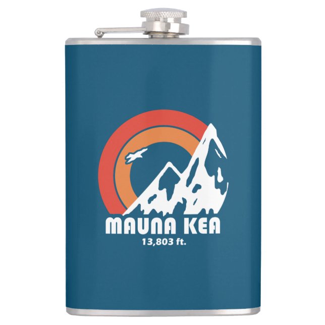 Mauna Kea Hawaii Sun Eagle Hip Flask (Front)