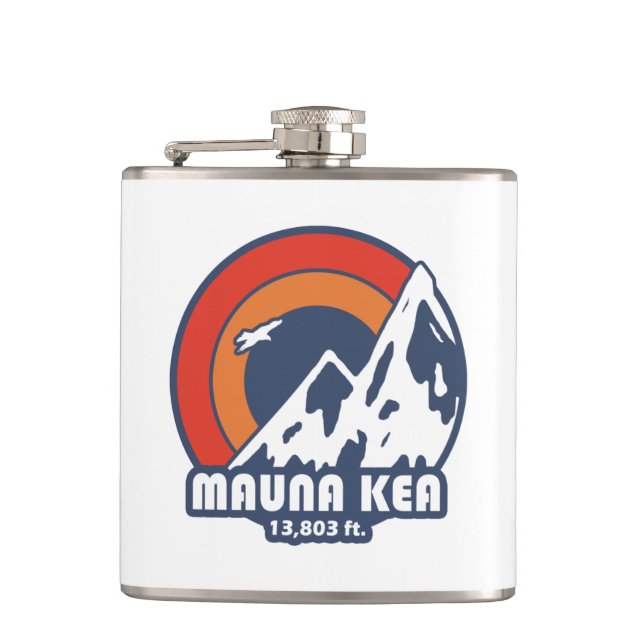 Mauna Kea Hawaii Sun Eagle Hip Flask (Front)