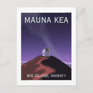 Mauna Kea Observatory Starry Sky Retro Poster  Postcard
