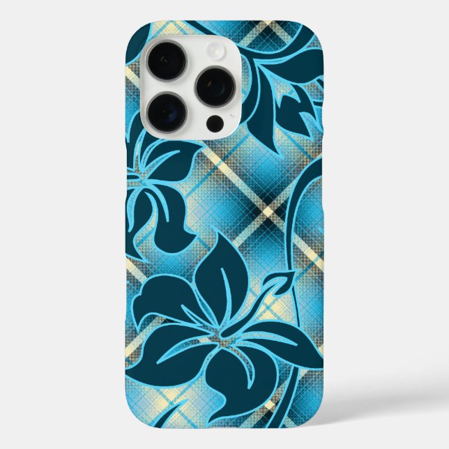 Mauna Loa Hawaiian Hibiscus Plaid Teal Case-Mate iPhone Case (Back)