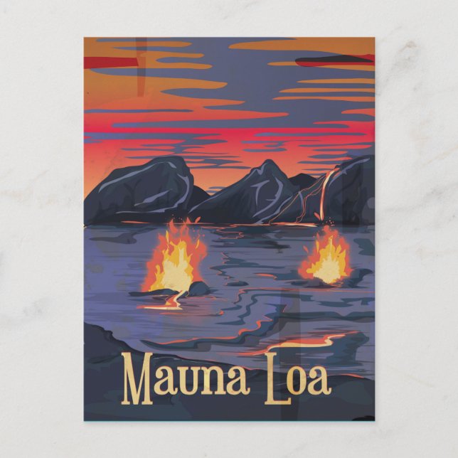 Mauna Loa volcano travel poster Postcard (Front)