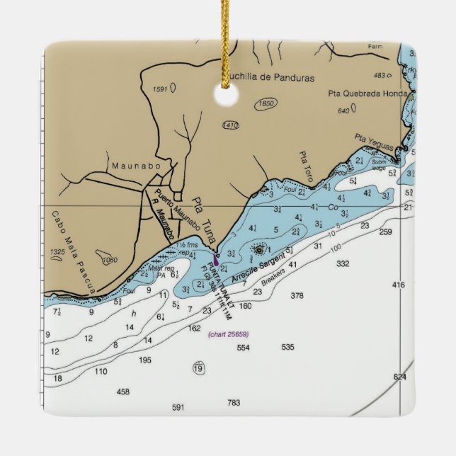 Maunabo Puerto Rico Ceramic Ornament (Back)