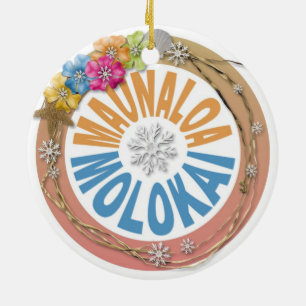 Maunaloa Molokai Hawaii hibiscus holiday ornament