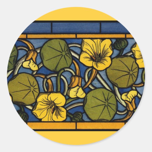 Maurice Pillard ( dit Verneuil ) Floral Art Nouvea Classic Round Sticker (Front)