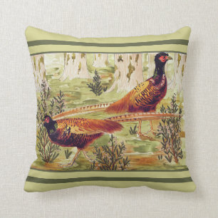 Maurice Pillard Verneuil Pheasants Illustration Throw Pillow