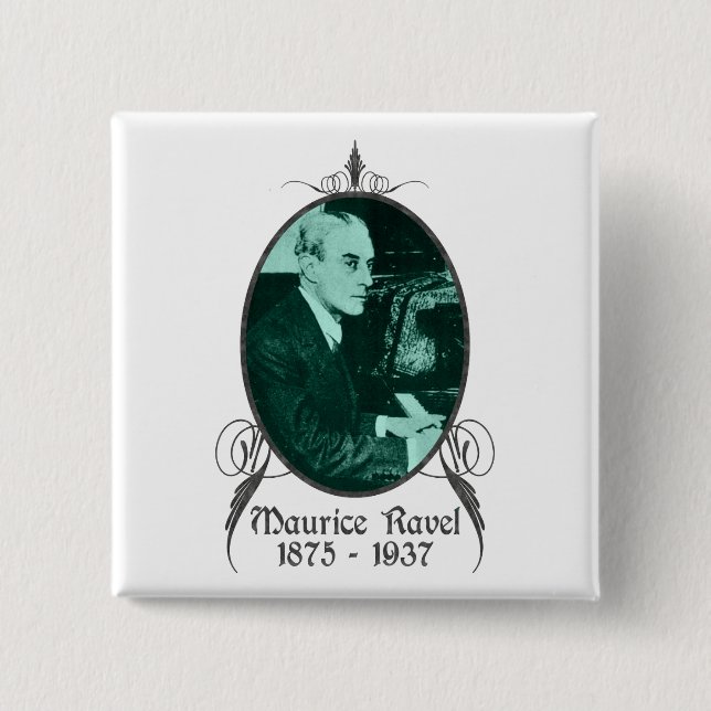 Maurice Ravel 2 Inch Square Button (Front)