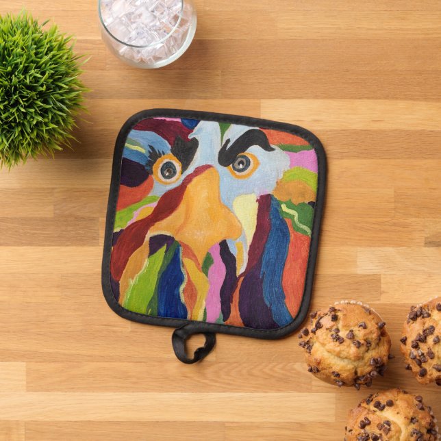 MauriceAngryRooster Square  Pot Holder (Top Down)