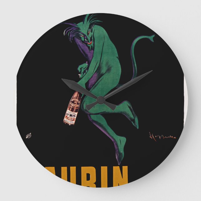 Maurin Quina Green Devil by Cappiello Large Clock (Front)