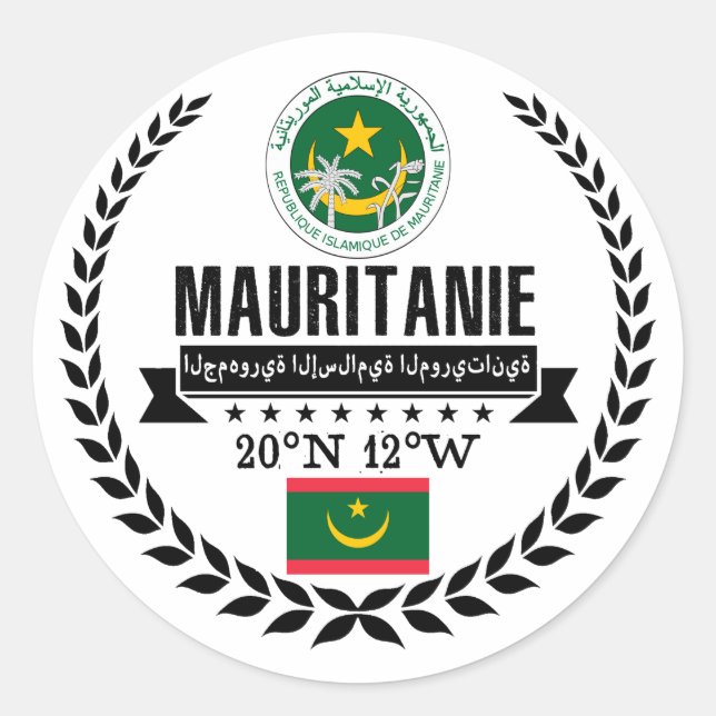 Mauritania Classic Round Sticker (Front)