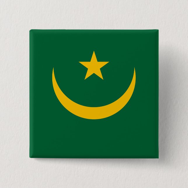 Mauritania Flag 2 Inch Square Button (Front)