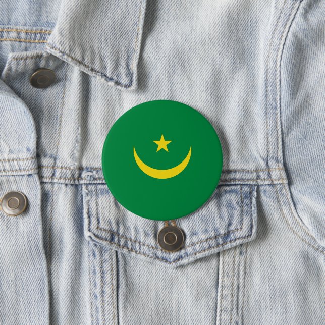 Mauritania flag 3 inch round button (In Situ)