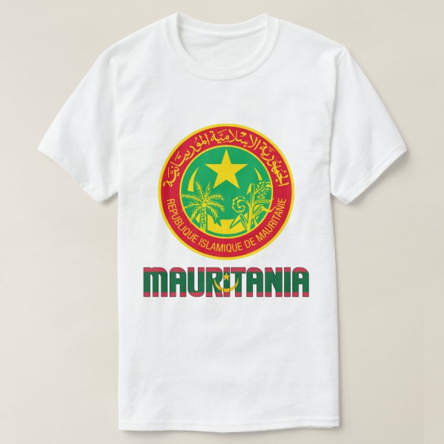 Mauritania Flag and Coat Of Arms Patriotic T-Shirt (Design Front)