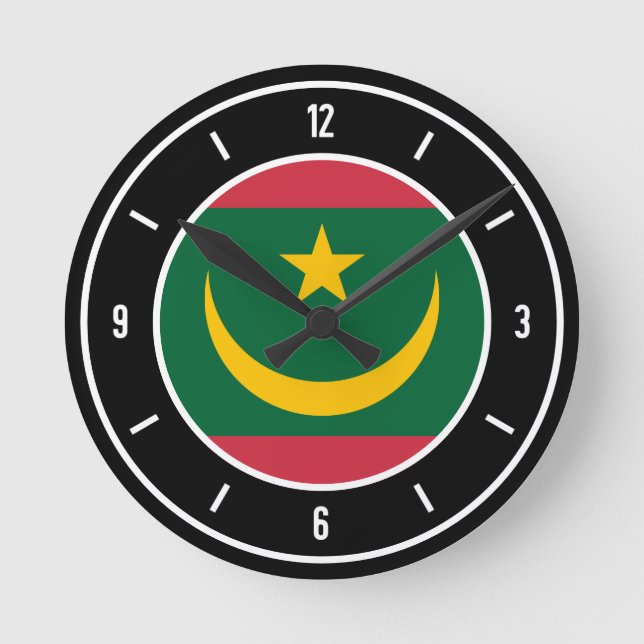 Mauritania Flag Elegant Round Clock (Front)