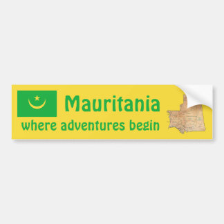 Mauritania Flag + Map Bumper Sticker