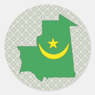 Mauritania Flag Map full size Classic Round Sticker