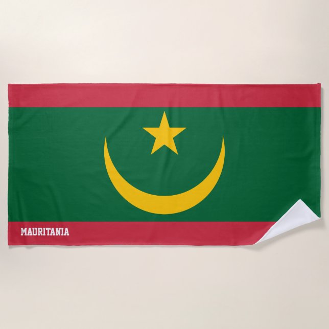 Mauritania Flag Splendid Patriotic Beach Towel (Front)
