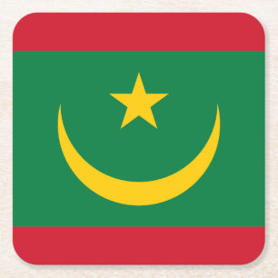 Mauritania Flag Square Paper Coaster