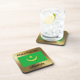 Mauritania Flag+Text Coaster