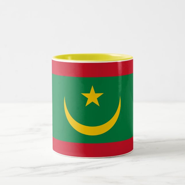 Mauritania Flag Two-Tone Coffee Mug (Center)