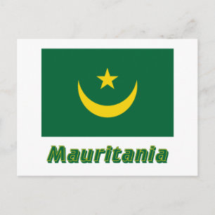 Mauritania Flag with Name Postcard