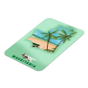Mauritania illustrated map travel poster magnet